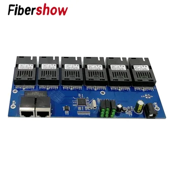 10/100M Fast Ethernet switch Converter 20KM Ethernet Fiber Optisko Media Converter Viena Režīma 2*RJ45 un 6*SC šķiedras Ostas PCBA