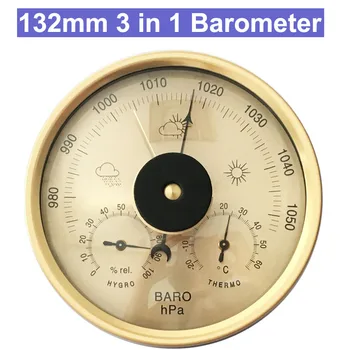 132mm Analog Barometrs Termometru, Higrometru, 3 in 1 Meteoroloģisko Staciju Temperatūras, Mitruma, Atmosfēras Spiediena Mērītāju Monitors