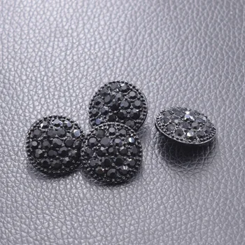 50gab/daudz 20mm melna akmens rhinestones pogas apaļas formas apģērbu piešūt sakausējuma kristāla poga metāla melns niķeļa HK-106