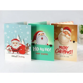 5D DIY Dimanta Glezna, Karikatūra Papīra Apsveikuma kartiņu Pastkarti Kuģiem, Bērnu Svētku Apsveikuma kartiņu Santa Claus Priecīgus Ziemassvētkus LD444