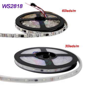 5m DC12V (Update WS2811)WS2818 Pikseļu RGB LED Strip Gaismas Adresējama Dual-Signāls WS2818 IC 30Leds/m, 60 Led/m lampas lentes