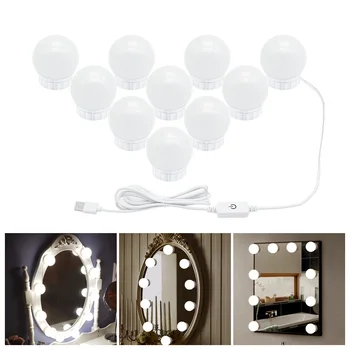 Balta, Rozā USB 5V LED dekoratīvās Kosmētikas Spoguļi Spuldzes Pieskārienu Regulējamas Holivudas Iedomība Gaismas Mērci Galda Lampa 6 10 14Bulbs