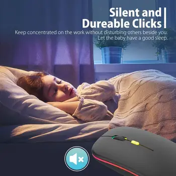 Bezvadu Peles Bluetooth Uzlādējams RGB Peles Bezvadu Datoru Klusums Mause LED Backlit Ergonomisks Spēļu Peles PC Klēpjdators