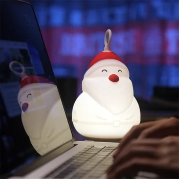 Cute Santa Claus LED Nakts Gaisma Pat Lampas Guļamistabas Gultas Akumulators Miega Galda Galda ēsmas zivtiņu vadi Bērniem Dāvanas Mājās Ziemassvētku Ziemassvētku Dekori