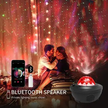 Galaxy lampas Krāsains Zvaigžņotās Debess Projektoru Blueteeth USB Balss tālvadības Mūzikas Atskaņotājs, LED Nakts Gaisma Romanti Projekcijas gif