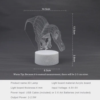Galda Gaismas 3D Dāvanas, Dekorēšana Galda Lampa Nakts Gaisma Glītu Jurassic Dinozauru LED Atmosfēru, Iekštelpu Apgaismojums Gudrs Spilgti