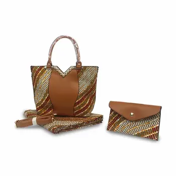 H&Q modes āfrikas vasks soma trīs-gabalu augstas qualilty lielas somas un mazo maku saskaņot 6 metri kokvilnas vasku āfrikas audums