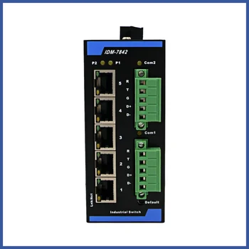 IDM-7842 Modbus ceļš 2 kanālu optisko izolācija RS485/232 seriālo portu 5 port Ethernet switch modbus tcp