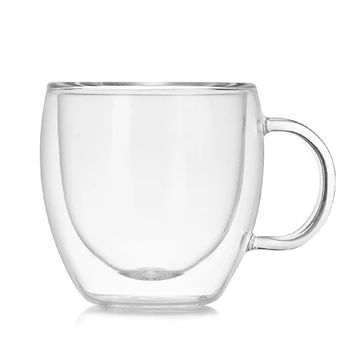 Jaunu 200ml Dubultās Sienas Stikla Kafijas Tējas Tase karstumizturīga Dubultā Slāņa Stikla +Rokturis