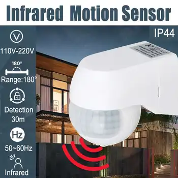 Jutīga Infrasarkanais PIR Kustības Sensors 180 Grādu Regulējams Bezvadu Signalizācijas Detektori 110V-220V Laika perioda, Home Security Āra