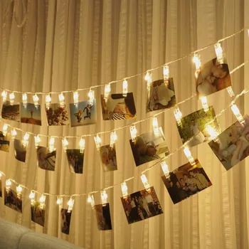 Kāzu Dekorēšana Foto Klipu Led String light Personalizētu Zvaigžņotām Foto Turētājs Stīgu Gaismas Dzimšanas dienas svinības, Ziemassvētku Dekori
