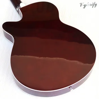 Pilna basswood plānas ķermeņa akustiskā ģitāra ar ekvalaizera dabas krāsu kā dizaina 40 collu tautas ģitāra akustiskā Ģitāra