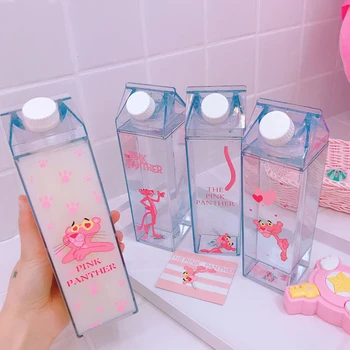 Plastmasas Unikāls Ūdens Uzglabāšanas Pudeles Piena Lodziņā Formu Pārredzamu Cute Karikatūra Pink Panther Uzglabāšanas Alus Dzēriena Pudeles Organizators