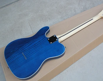 Rūpnīcas pasūtījuma caurspīdīga zila body elektriskā ģitāra, ar TL pickups,chrome aparatūras,balts pickguard,var pielāgot