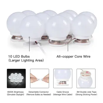 WRUMAVA Aplauzums Spogulis Tualetes LED Spuldzes Komplektā USB Uzlādes Ostas DIY Regulējamu Spilgtumu Comestic Lampas tualetes Galds