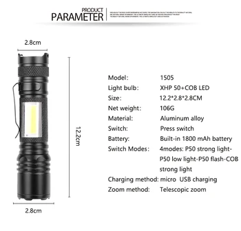 XHP70 XHP50 LED Taktiskais Lukturītis Zoomable Ūdensizturīgs Lāpu Kempings Avārijas Lukturi Uzlādējams Super Spilgti Flashlamp